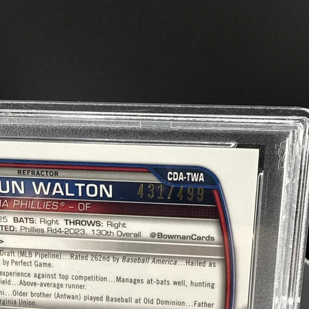 2023 Bowman Chrome TayShaun Walton‎ First Auto Refractor /499 PSA 9 Phillies